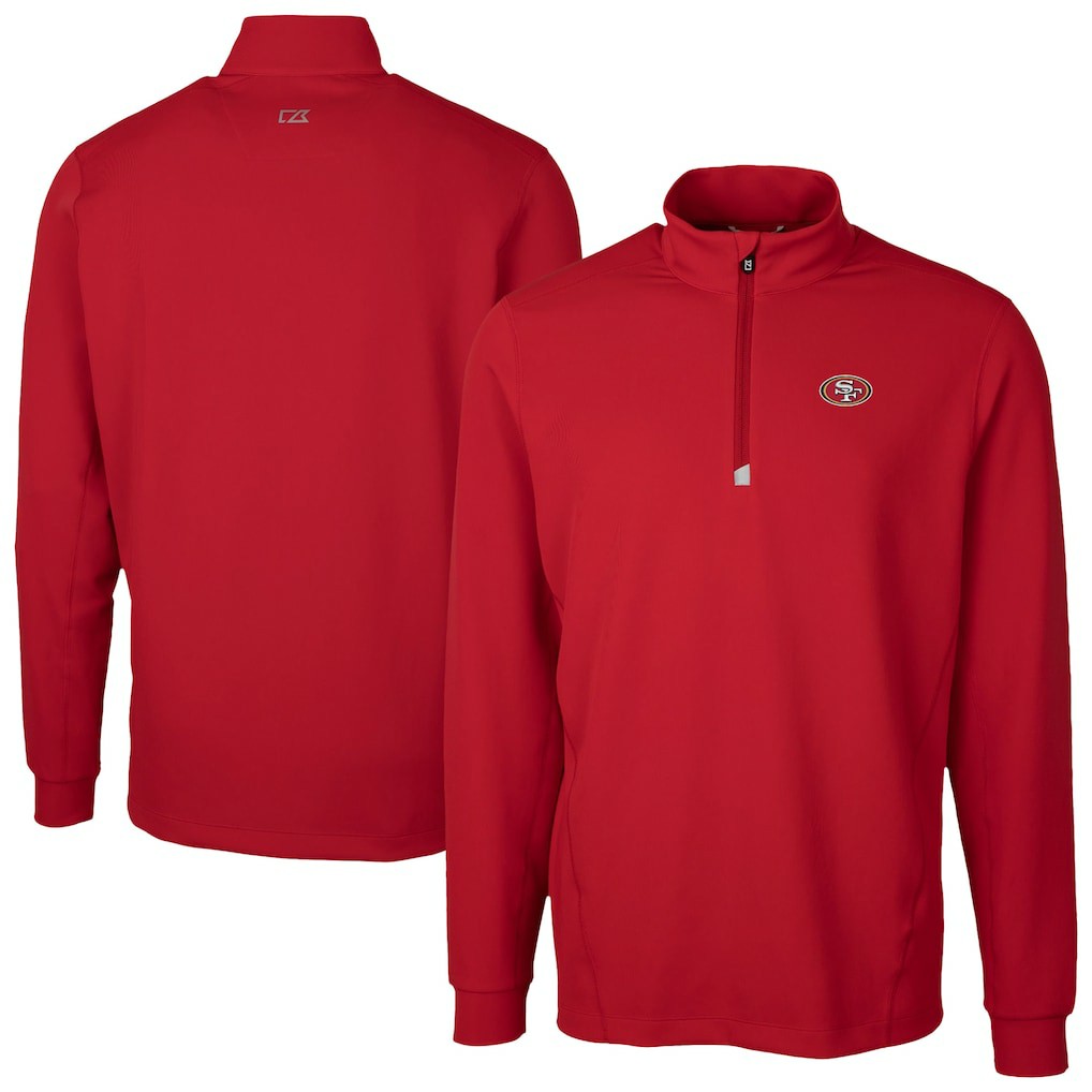 San Francisco 49ers Cutter & Buck Traverse Stretch Quarter-Zip Top - Red on sale