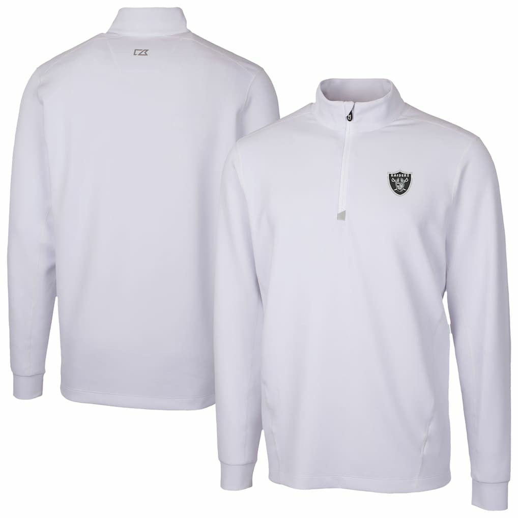 Las Vegas Raiders Cutter & Buck Traverse Stretch Quarter-Zip Top - White for sale