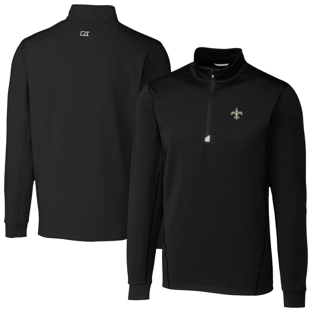 New Orleans Saints Cutter & Buck Traverse Stretch Quarter-Zip Top - Black on sale