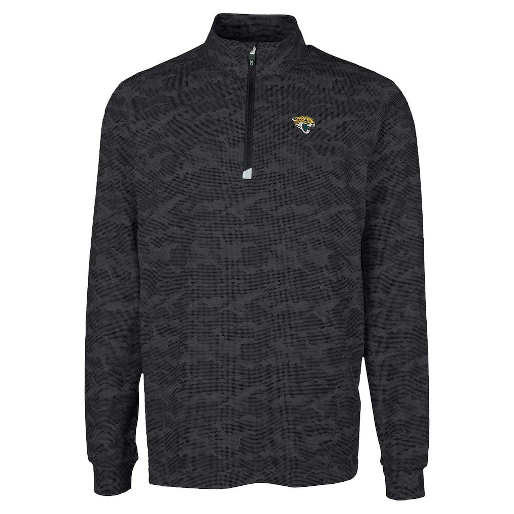 Jacksonville Jaguars Cutter & Buck Traverse Camo Print Stretch Quarter-Zip Top - Black on sale