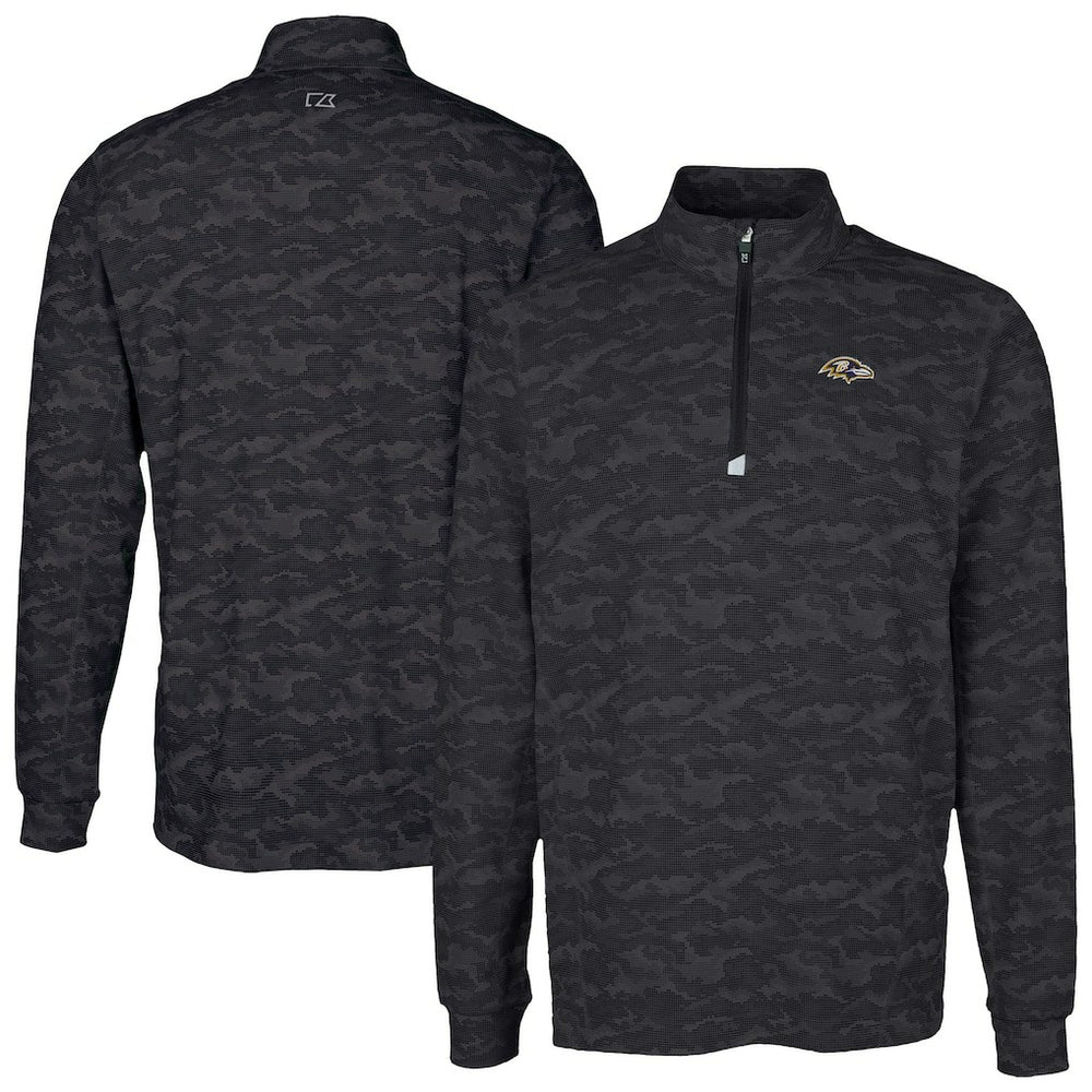 Baltimore Ravens Cutter & Buck Traverse Camo Print Stretch Quarter-Zip Top - Black outlet