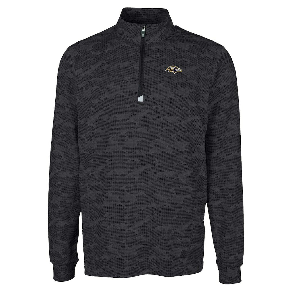 Baltimore Ravens Cutter & Buck Traverse Camo Print Stretch Quarter-Zip Top - Black outlet