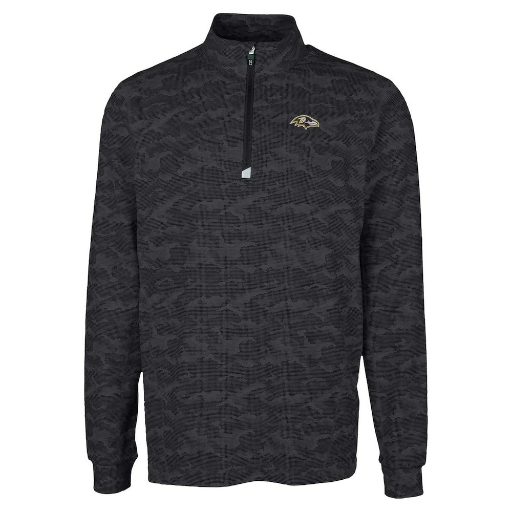 Baltimore Ravens Cutter & Buck Traverse Camo Print Stretch Quarter-Zip Top - Black outlet
