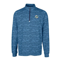 Miami Dolphins Cutter & Buck Traverse Camo Print Stretch Quarter-Zip Top - Navy discount