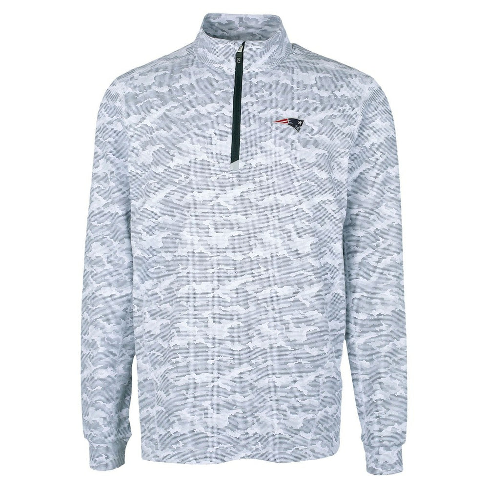 New England Patriots Cutter & Buck Traverse Camo Print Stretch Quarter-Zip Top - Charcoal on sale