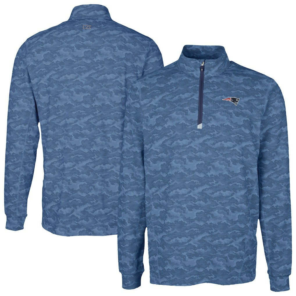New England Patriots Cutter & Buck Traverse Camo Print Stretch Quarter-Zip Top - Navy online