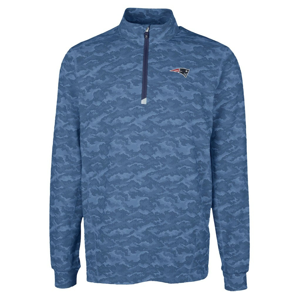 New England Patriots Cutter & Buck Traverse Camo Print Stretch Quarter-Zip Top - Navy online