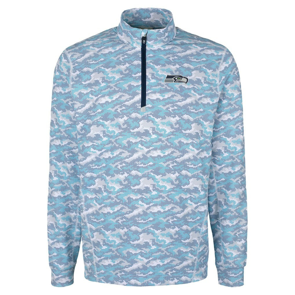 Seattle Seahawks Cutter & Buck Traverse Camo Print Stretch Quarter-Zip Top - Navy outlet