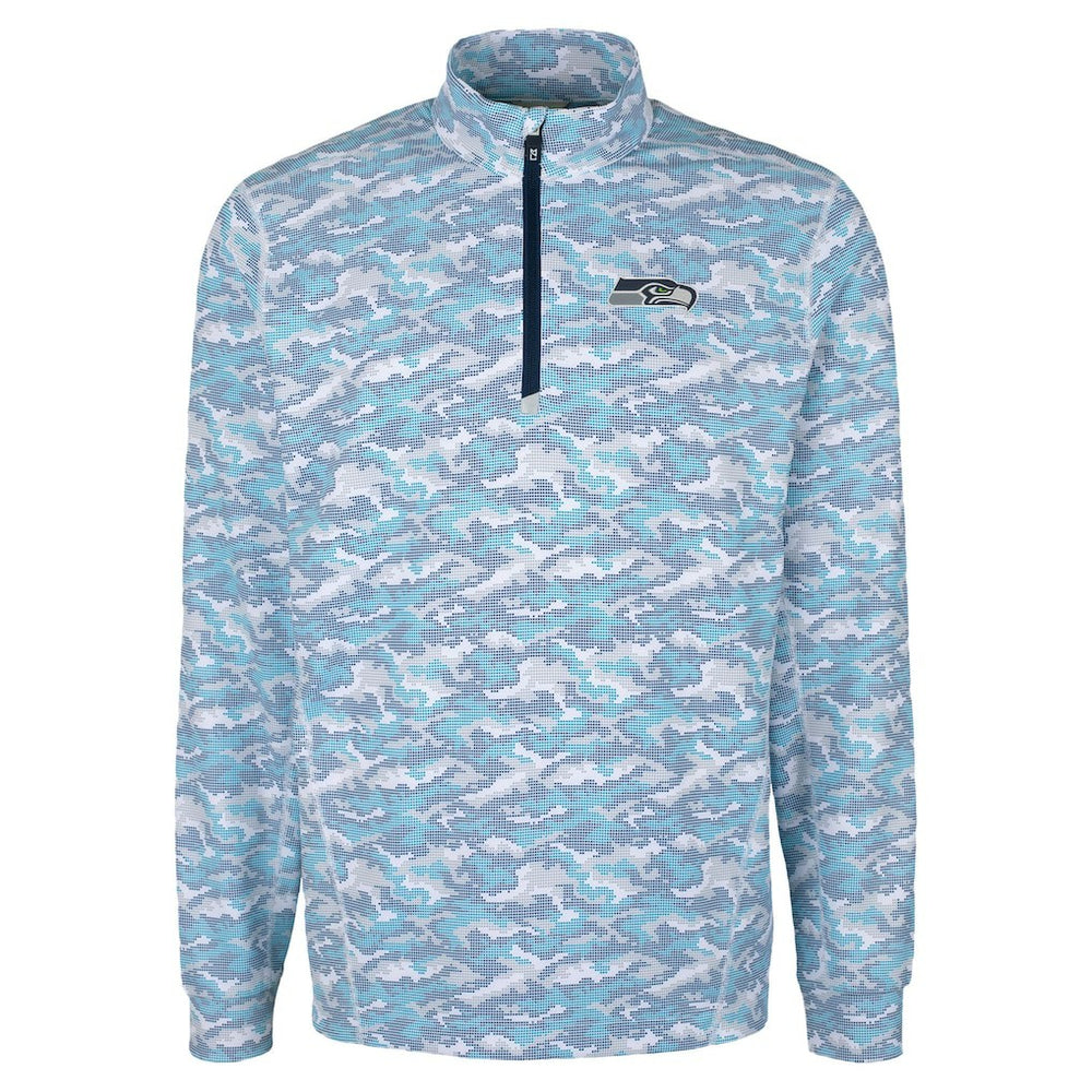 Seattle Seahawks Cutter & Buck Traverse Camo Print Stretch Quarter-Zip Top - Navy outlet