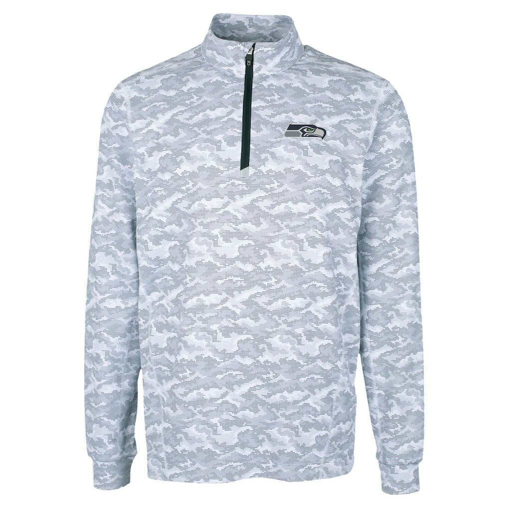 Seattle Seahawks Cutter & Buck Traverse Camo Print Stretch Quarter-Zip Top - Charcoal outlet