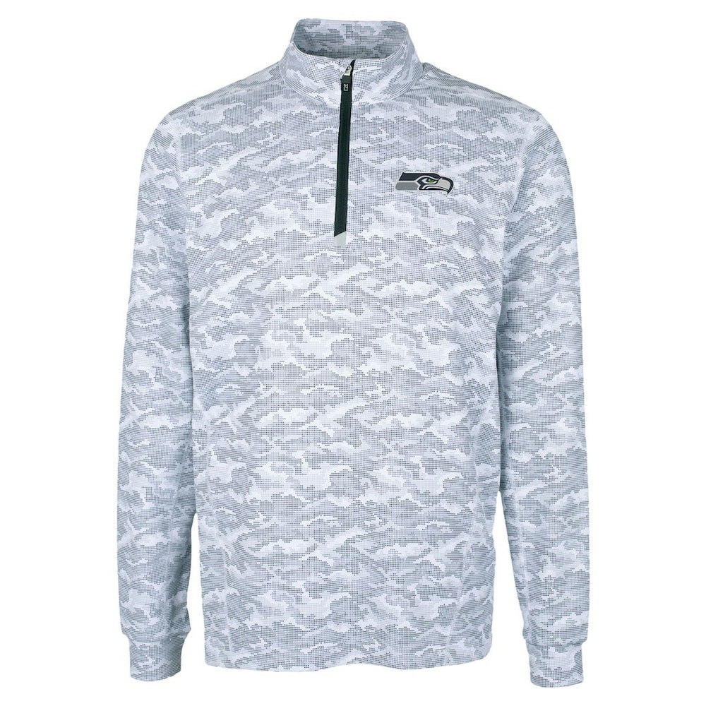 Seattle Seahawks Cutter & Buck Traverse Camo Print Stretch Quarter-Zip Top - Charcoal outlet