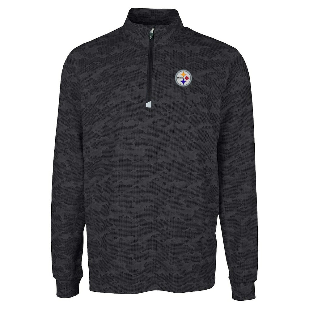 Pittsburgh Steelers Cutter & Buck Traverse Camo Print Stretch Quarter-Zip Top - Black on sale