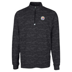 Pittsburgh Steelers Cutter & Buck Traverse Camo Print Stretch Quarter-Zip Top - Black on sale