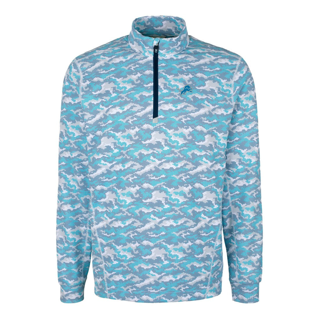 Detroit Lions Cutter & Buck Traverse Camo Print Stretch Quarter-Zip Pullover Top - Blue outlet
