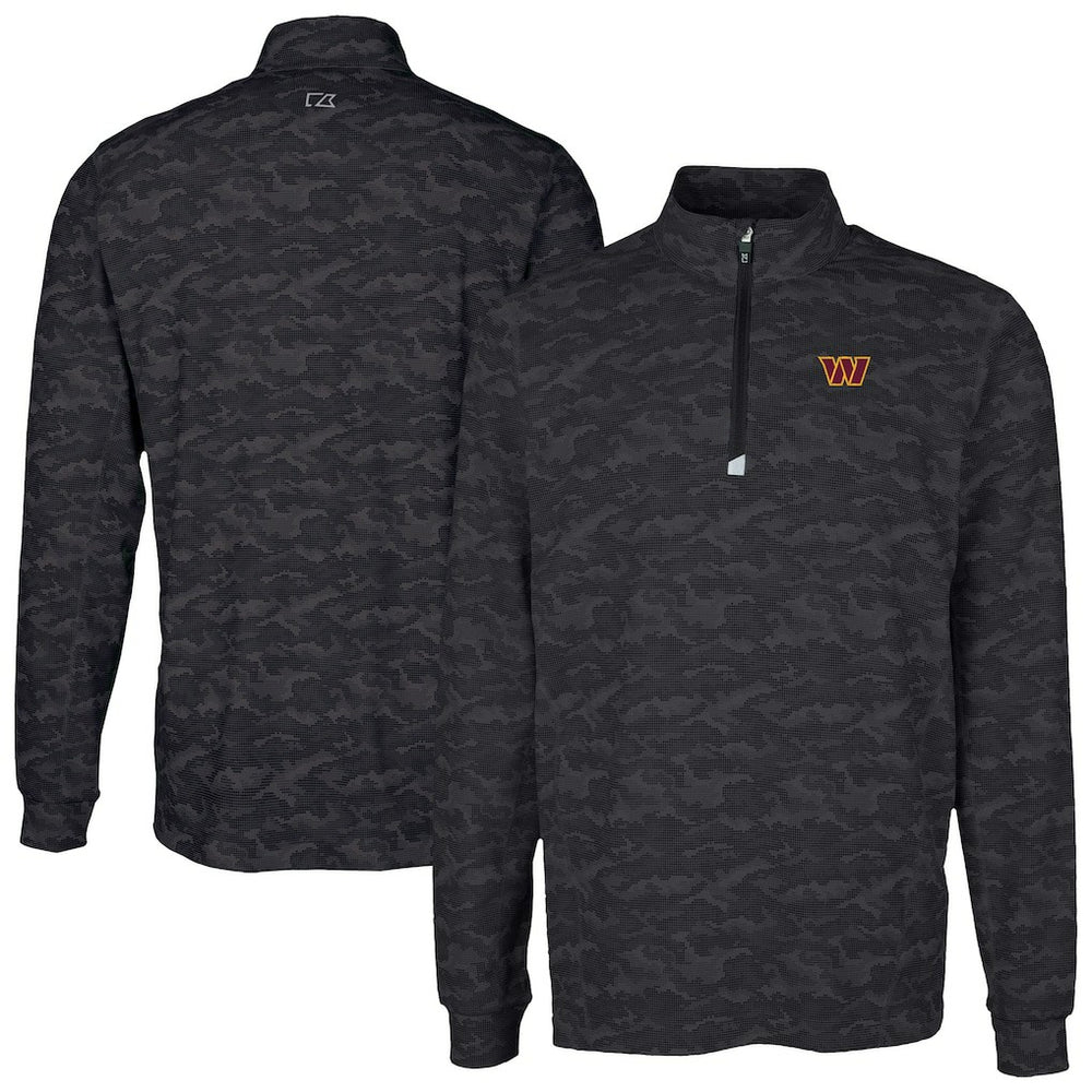 Washington Commanders Cutter & Buck Traverse Camo Print Stretch Quarter-Zip Top - Black online