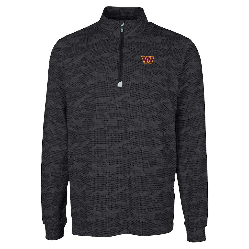 Washington Commanders Cutter & Buck Traverse Camo Print Stretch Quarter-Zip Top - Black online