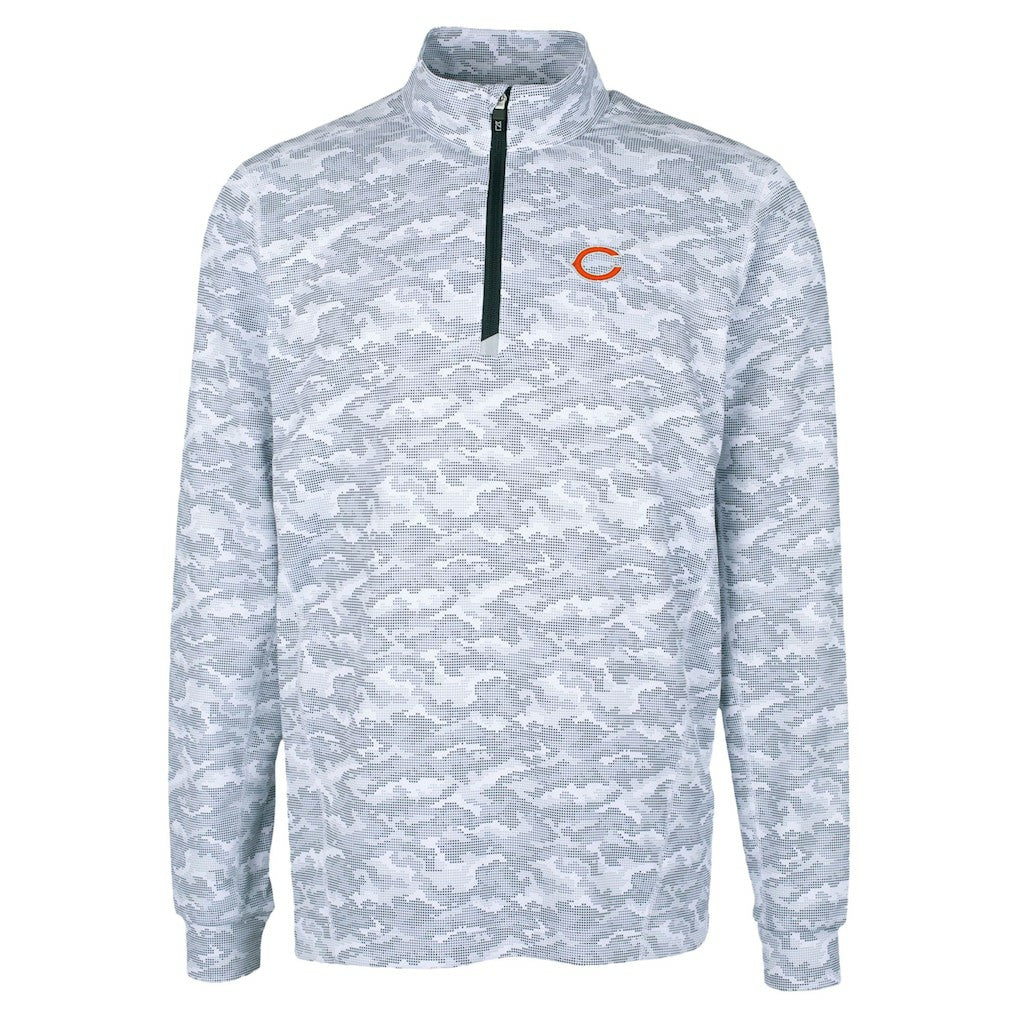 Chicago Bears Cutter & Buck Traverse Camo Print Stretch Quarter-Zip Top - Charcoal for sale