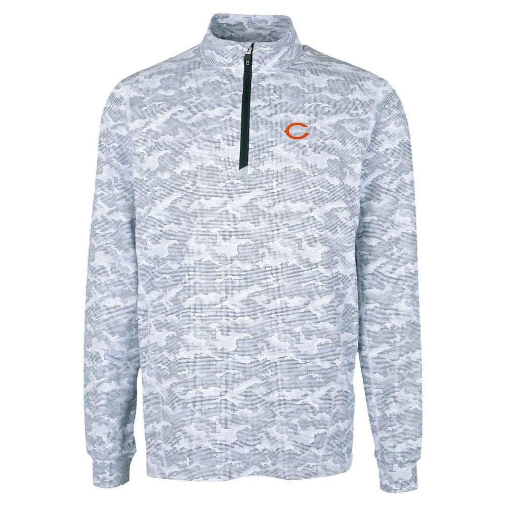 Chicago Bears Cutter & Buck Traverse Camo Print Stretch Quarter-Zip Top - Charcoal for sale