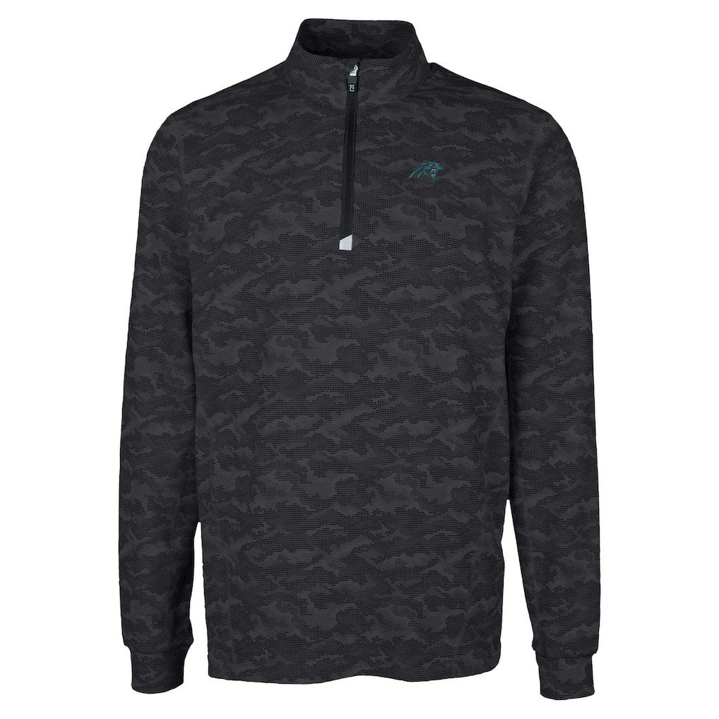Carolina Panthers Cutter & Buck Traverse Camo Print Stretch Quarter-Zip Top - Black cheap