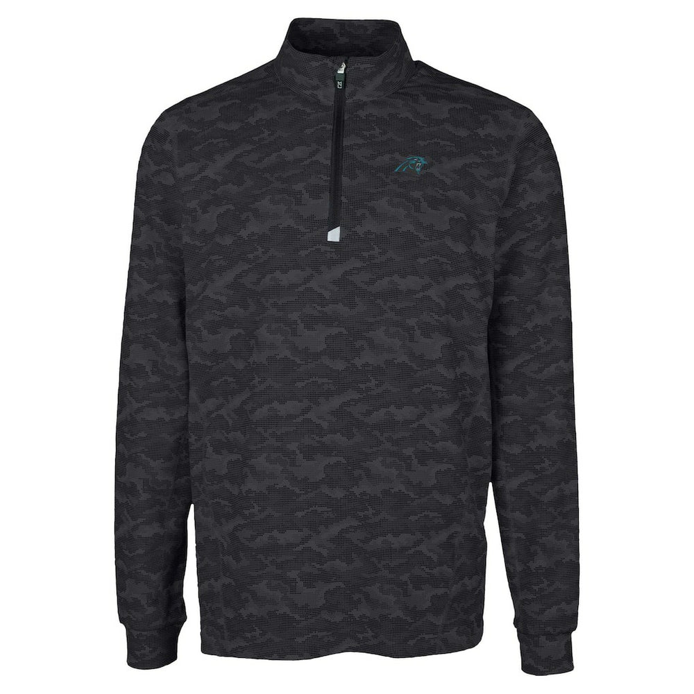 Carolina Panthers Cutter & Buck Traverse Camo Print Stretch Quarter-Zip Top - Black cheap