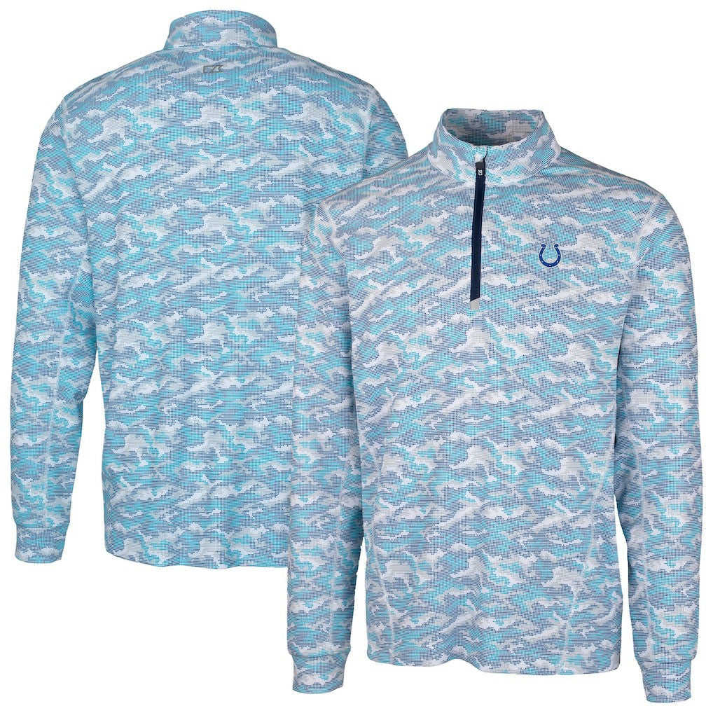 Indianapolis Colts Cutter & Buck Traverse Camo Print Stretch Quarter-Zip Pullover Top - Blue discount