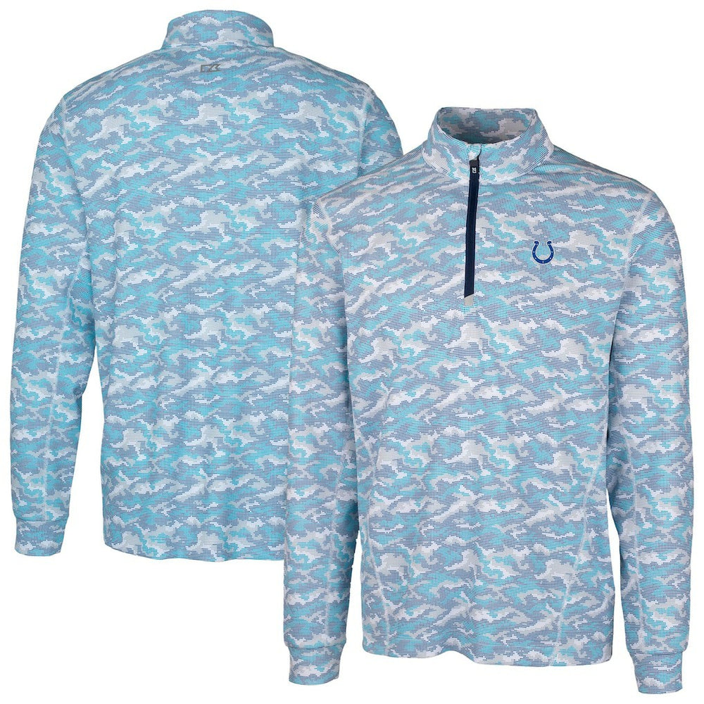 Indianapolis Colts Cutter & Buck Traverse Camo Print Stretch Quarter-Zip Pullover Top - Blue discount