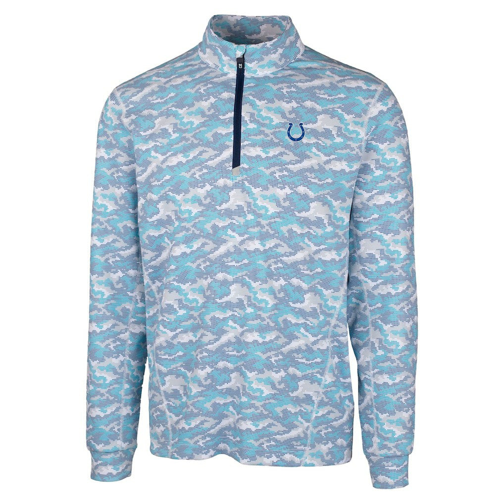 Indianapolis Colts Cutter & Buck Traverse Camo Print Stretch Quarter-Zip Pullover Top - Blue discount