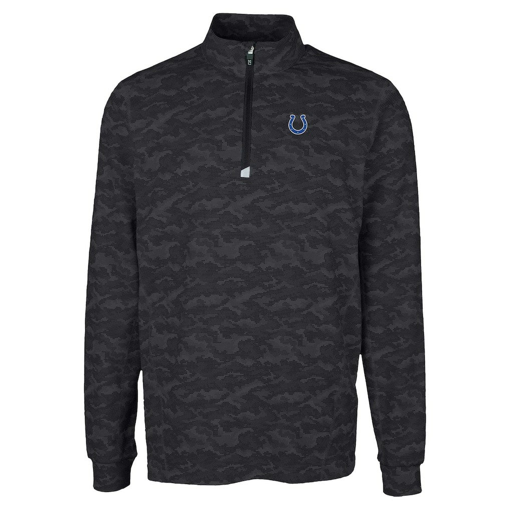 Indianapolis Colts Cutter & Buck Traverse Camo Print Stretch Quarter-Zip Top - Black for sale