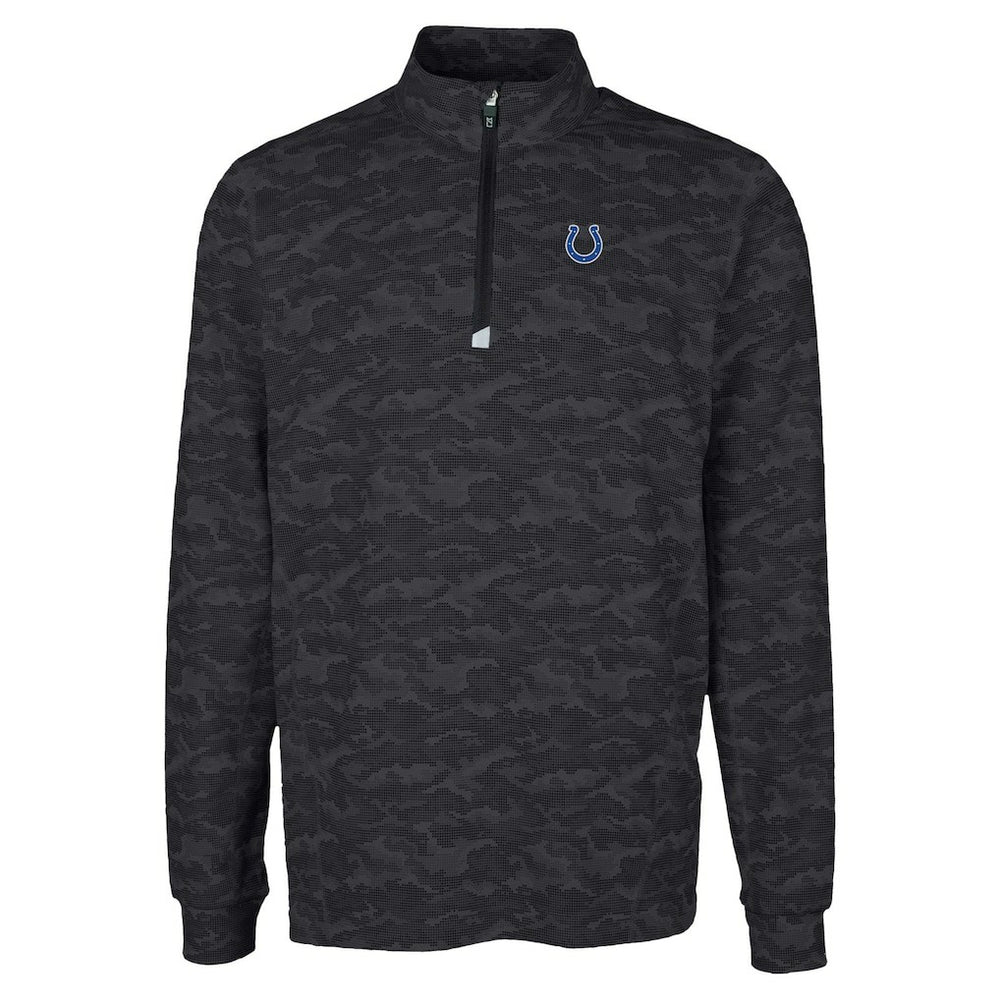 Indianapolis Colts Cutter & Buck Traverse Camo Print Stretch Quarter-Zip Top - Black for sale