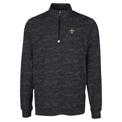 New Orleans Saints Cutter & Buck Traverse Camo Print Stretch Quarter-Zip Top - Black on sale