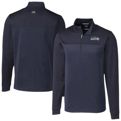 Seattle Seahawks Cutter & Buck Traverse Stripe Stretch DryTec Quarter-Zip Top - Navy sale