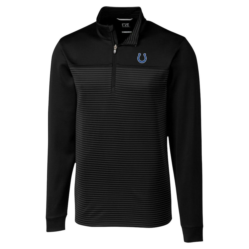 Indianapolis Colts Cutter & Buck Traverse Stripe Stretch DryTec Quarter-Zip Top - Black cheap