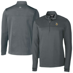 Minnesota Vikings Cutter & Buck Traverse Stripe Stretch DryTec Quarter-Zip Top - Gray for sale