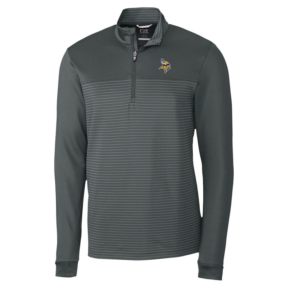 Minnesota Vikings Cutter & Buck Traverse Stripe Stretch DryTec Quarter-Zip Top - Gray for sale