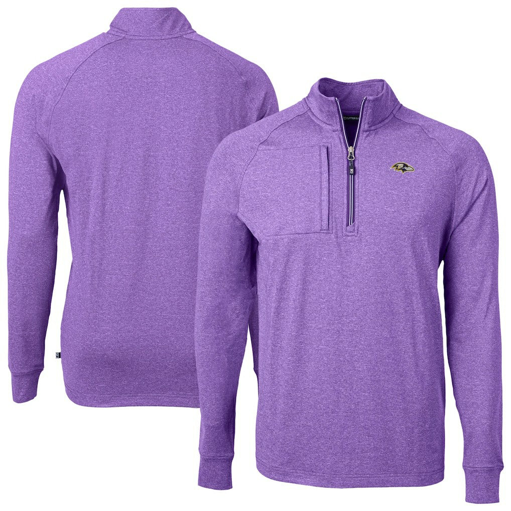 Baltimore Ravens Cutter & Buck Adapt Eco Raglan Quarter-Zip Jacket - Heather Purple discount