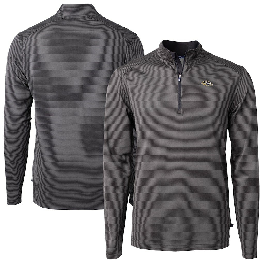 Baltimore Ravens Cutter & Buck Virtue Eco Pique Micro Stripe Quarter-Zip Jacket - Black cheap