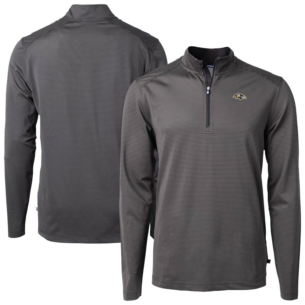 Baltimore Ravens Cutter & Buck Virtue Eco Pique Micro Stripe Quarter-Zip Jacket - Black cheap