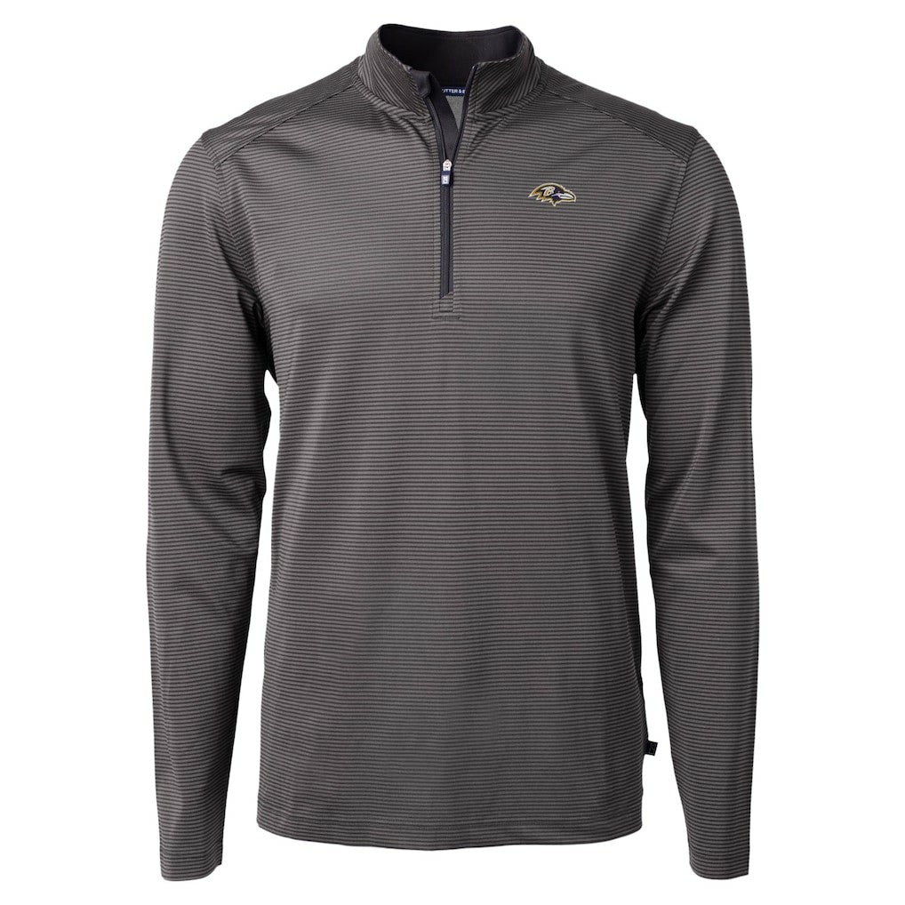 Baltimore Ravens Cutter & Buck Virtue Eco Pique Micro Stripe Quarter-Zip Jacket - Black cheap