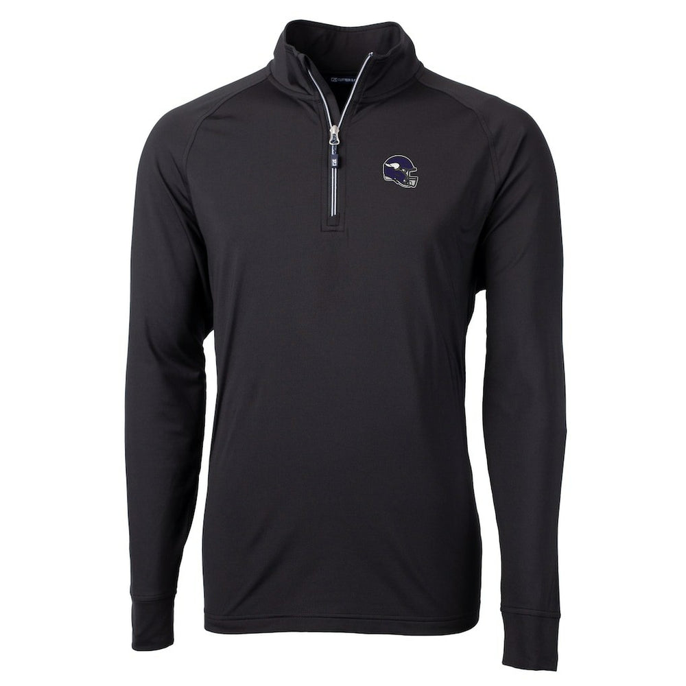 Minnesota Vikings Cutter & Buck Big & Tall Adapt Eco DryTec Raglan Quarter-Zip Jacket - Black on sale