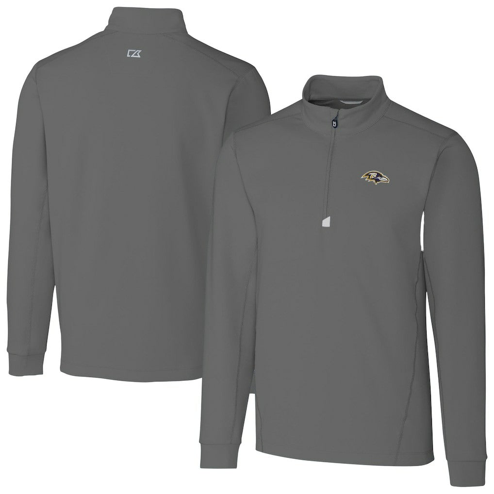 Baltimore Ravens Cutter & Buck Big & Tall Traverse Eco Tri-Blend DryTec Quarter-Zip Jacket - Gray sale