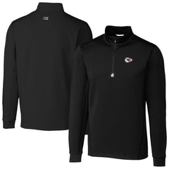 Kansas City Chiefs Cutter & Buck Big & Tall Traverse Eco Tri-Blend DryTec Quarter-Zip Jacket - Black for sale