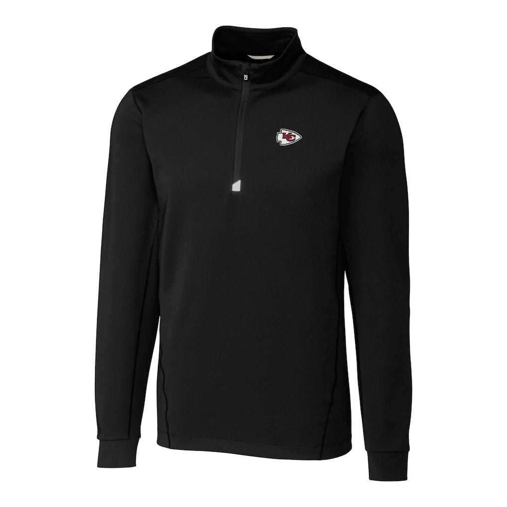 Kansas City Chiefs Cutter & Buck Big & Tall Traverse Eco Tri-Blend DryTec Quarter-Zip Jacket - Black for sale