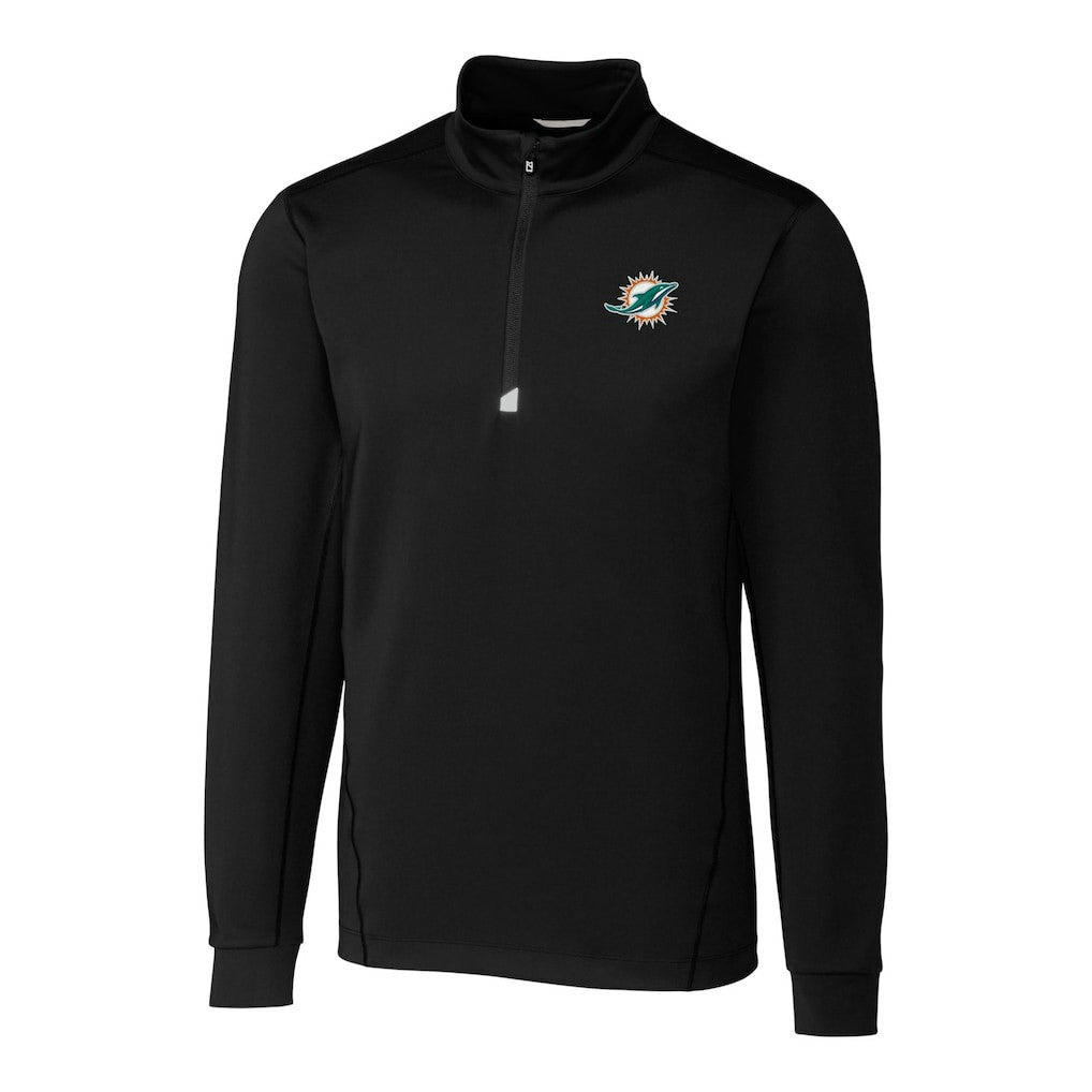 Miami Dolphins Cutter & Buck Big & Tall Traverse Eco Tri-Blend DryTec Quarter-Zip Jacket - Black outlet