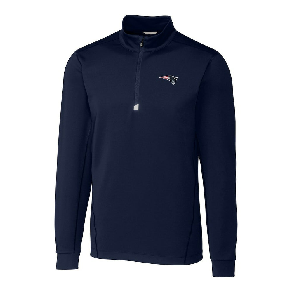 New England Patriots Cutter & Buck Big & Tall Traverse Eco Tri-Blend DryTec Quarter-Zip Jacket - Navy outlet
