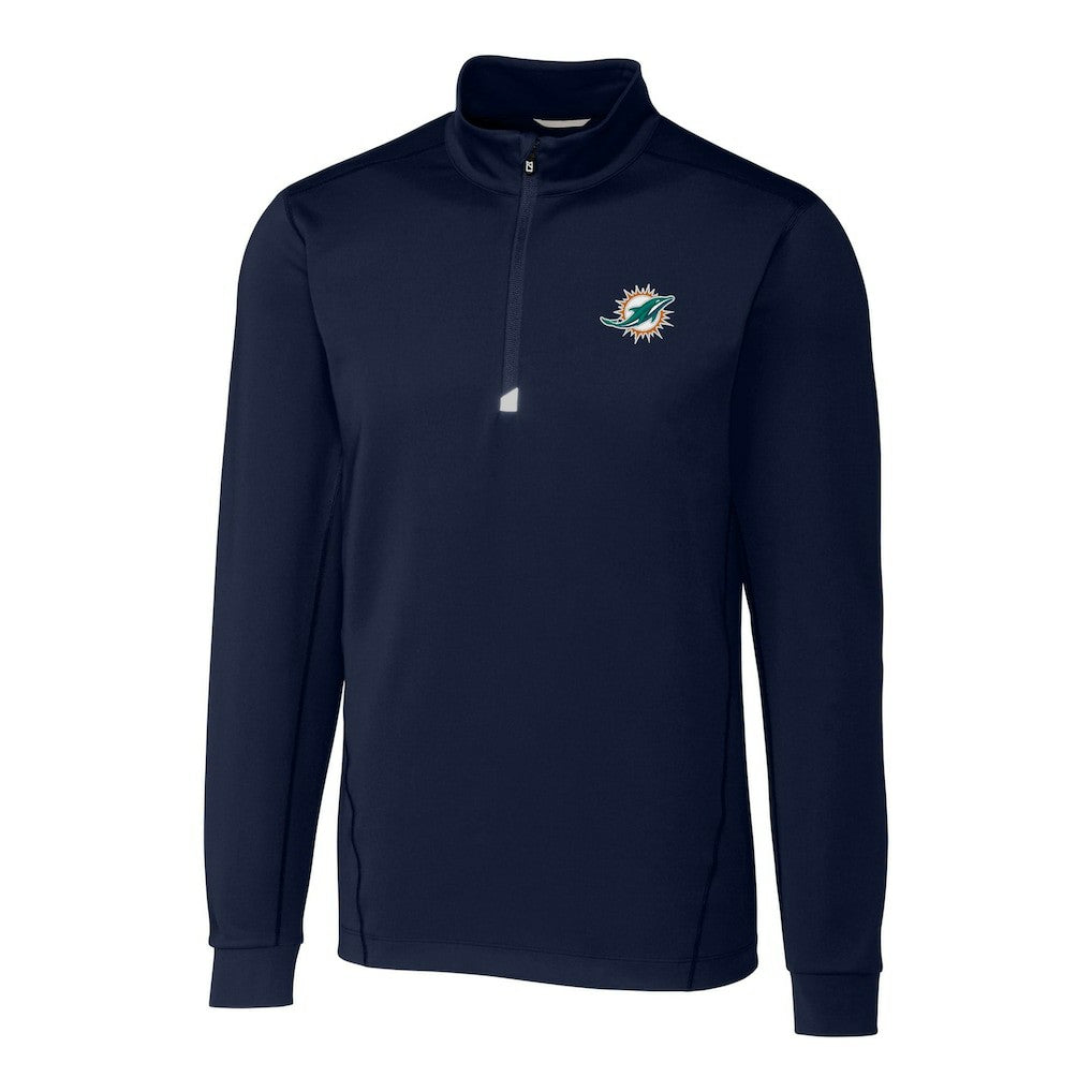 Miami Dolphins Cutter & Buck Big & Tall Traverse Eco Tri-Blend DryTec Quarter-Zip Jacket - Navy online