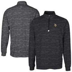 Minnesota Vikings Cutter & Buck Big & Tall Traverse Eco Camo Tri-Blend DryTec Quarter-Zip Jacket - Black for sale