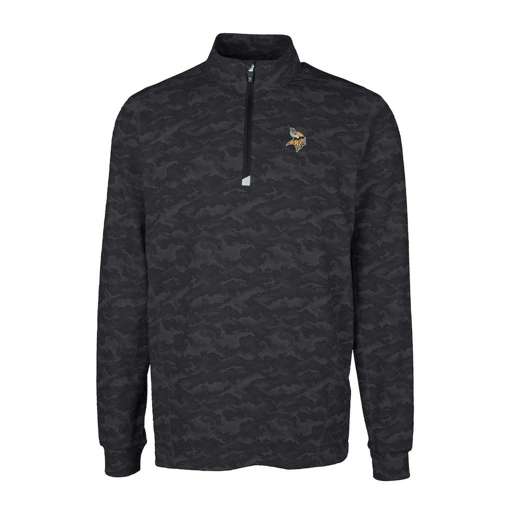 Minnesota Vikings Cutter & Buck Big & Tall Traverse Eco Camo Tri-Blend DryTec Quarter-Zip Jacket - Black for sale