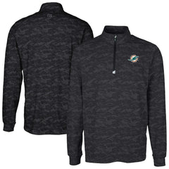 Miami Dolphins Cutter & Buck Big & Tall Traverse Eco Camo Tri-Blend DryTec Quarter-Zip Jacket - Black online