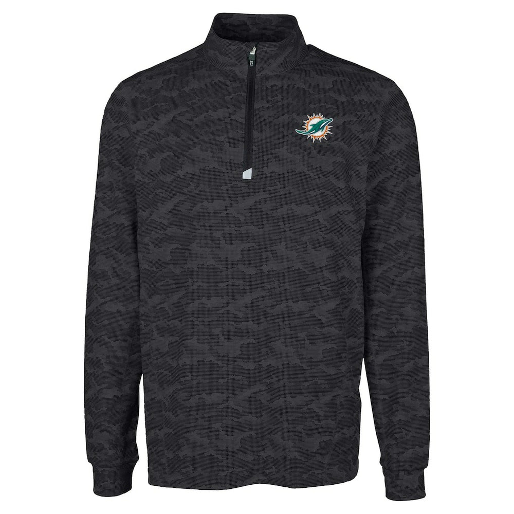 Miami Dolphins Cutter & Buck Big & Tall Traverse Eco Camo Tri-Blend DryTec Quarter-Zip Jacket - Black online