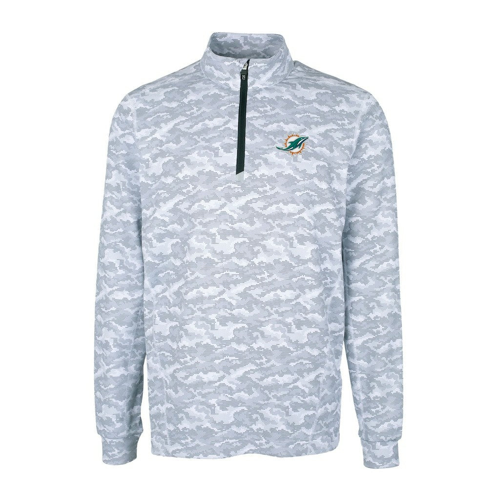 Miami Dolphins Cutter & Buck Big & Tall Traverse Eco Camo Tri-Blend DryTec Quarter-Zip Jacket - Charcoal discount